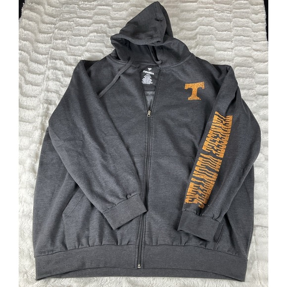 Fanatics Tennessee Volunteers Mens Gray Full Zip Hoodie 2XL‎ Front Pocket Jacket - Picture 4 of 11